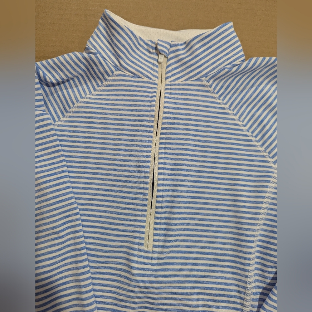 Vineyard Vines Women's Aqua Blue White Stripe Performance 1/4 Zip Top XXS *NWOT - Picture 4 of 15